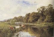 Henry h.parker Cattle watering on a Riverbank (mk37) china oil painting reproduction